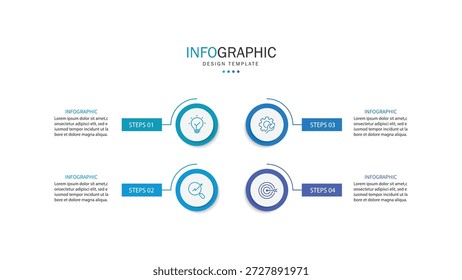Vector infographic label design with circle infographic template design and 4 options or steps.