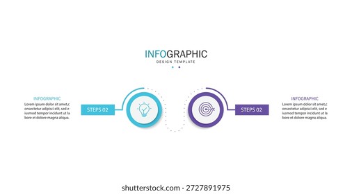 Design de rótulo infográfico vetorial com design de modelo infográfico circular e 2 opções ou etapas.