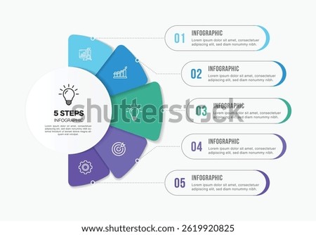 Vector infographic label design with circle infographic template design and 4-5-6 options or steps. Can be used for process diagram, presentations, workflow layout, banner, flow chart, info graph.