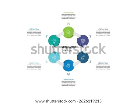 Vector infographic label design with circle infographic template design and 6 options or steps.