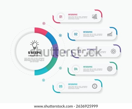 Vector infographic label design with circle infographic template design and 4-5-6 options or steps. Can be used for process diagram, presentations, workflow layout, banner, flow chart, info graph.