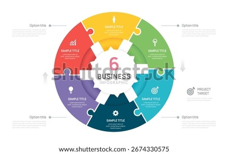 vector infographic label design with circle infographic template 6 options steps. for process diagram, presentations, workflow layout, banner, flow chart.