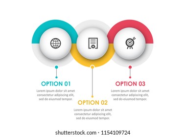Vector Infographic label design with circles and 3 options or steps. Infographics for business concept. Can be used for presentations banner, workflow layout, process diagram, flow chart, info graph