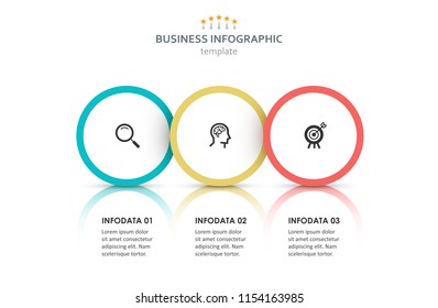 Vector Infographic label design with circles and 3 options or steps. Infographics for business concept. Can be used for presentations banner, workflow layout, process diagram, flow chart, info graph