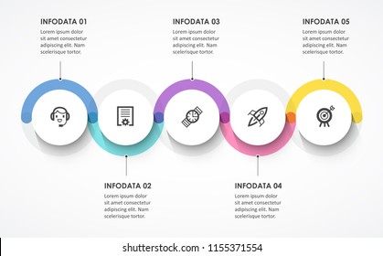 Vector Infographic label design with circles and 5 options or steps. Infographics for business concept. Can be used for presentations banner, workflow layout, process diagram, flow chart, info graph