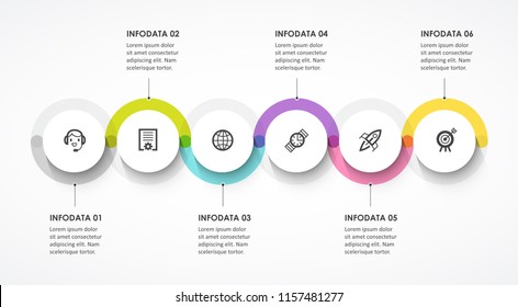 Vector Infographic label design with circles and 6 options or steps. Infographics for business concept. Can be used for presentations banner, workflow layout, process diagram, flow chart, info graph