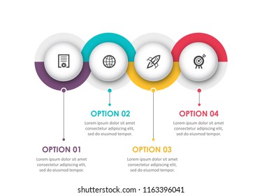 Vector Infographic label design with circles and 4 options or steps. Infographics for business concept. Can be used for presentations banner, workflow layout, process diagram, flow chart, info graph