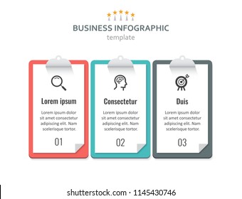 Vector Infographic label design with clipboards and 3 options or steps. Infographics for business concept Can be used for presentations banner, workflow layout, process diagram, flow chart, info graph