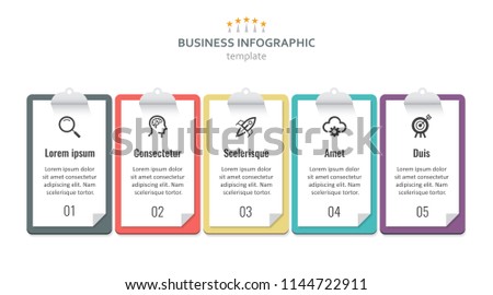 Vector Infographic label design with clipboards and 5 options or steps. Infographics for business concept Can be used for presentations banner, workflow layout, process diagram, flow chart, info graph