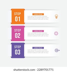 Vector infographic label design concept with square layout and marketing icons with 3 steps or options.