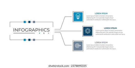 Vector infographic label design concept with square layout and marketing icons with 3 steps or options.