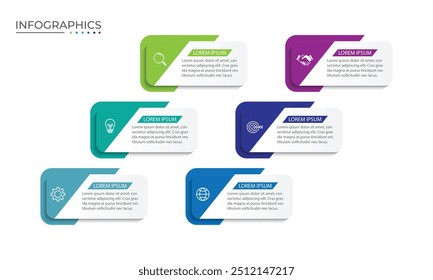 Vector infographic label design concept with square layout and marketing icons with 6 steps or options.