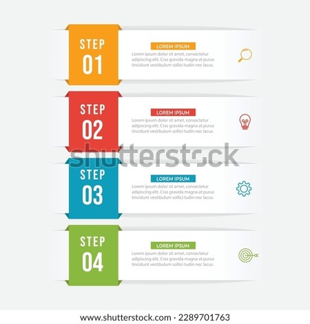 Vector infographic label design concept with square layout and marketing icons with 4 steps or options.