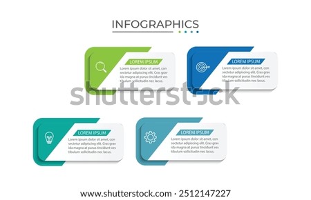 Vector infographic label design concept with square layout and marketing icons with 4 steps or options.