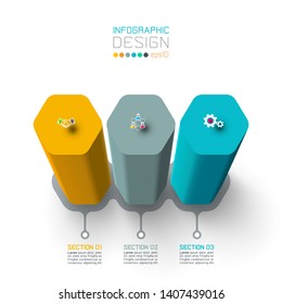 Vector Infographic label design with hexagon columns design. 