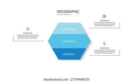  Vector infographic label design with hexagon infographic template design and 3 options or steps.