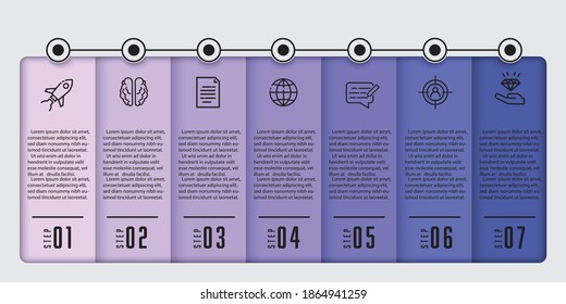 Vektorgrafik-Etikettendesign mit Icon Business-Konzept 7 Schritt für Präsentation Banner-Prozessdiagramm.