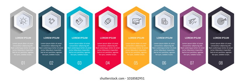 Vector Infographic label design with icons and 8 options or steps. Infographics for business concept. Can be used for presentations banner, workflow layout, process diagram, flow chart, info graph