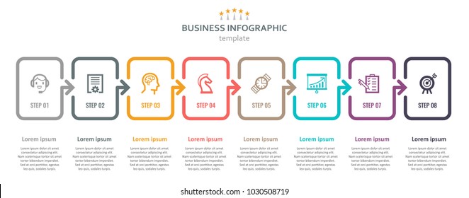 Vector Infographic label design with icons and 8 options or steps. Infographics for business concept. Can be used for presentations banner, workflow layout, process diagram, flow chart, info graph