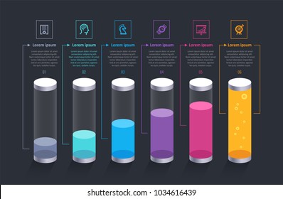 Vector Infographic label design with icons and 6 options or steps. Infographics for business concept. Can be used for presentations banner, workflow layout, process diagram, flow chart, info graph