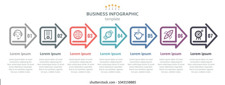 Vector Infographic label design with icons and 7 options or steps. Infographics for business concept. Can be used for presentations banner, workflow layout, process diagram, flow chart, info graph
