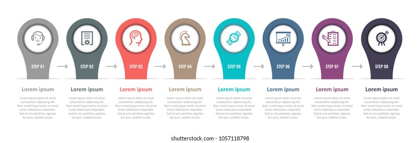 Vector Infographic label design with icons and 8 options or steps. Infographics for business concept. Can be used for presentations banner, workflow layout, process diagram, flow chart, info graph