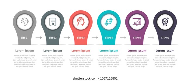 Vector Infographic label design with icons and 6 options or steps. Infographics for business concept. Can be used for presentations banner, workflow layout, process diagram, flow chart, info graph