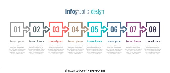 Vector Infographic label design with icons and 8 options or steps. Infographics for business concept. Can be used for presentations banner, workflow layout, process diagram, flow chart, info graph