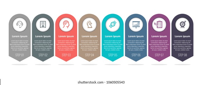 Vector Infographic label design with icons and 8 options or steps. Infographics for business concept. Can be used for presentations banner, workflow layout, process diagram, flow chart, info graph