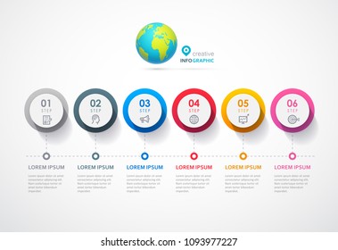 Vector Infographic label design with icons and 6 options or steps. Infographics for business concept. Can be used for presentations banner, workflow layout, process diagram, flow chart, info graph