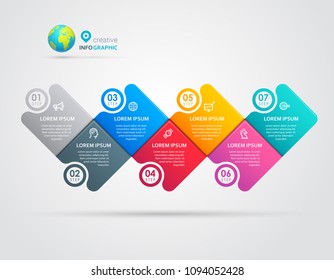 Vector Infographic label design with icons and 7 options or steps. Infographics for business concept. Can be used for presentations banner, workflow layout, process diagram, flow chart, info graph