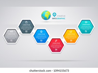 Vector Infographic label design with icons and 6 options or steps. Infographics for business concept. Can be used for presentations banner, workflow layout, process diagram, flow chart, info graph