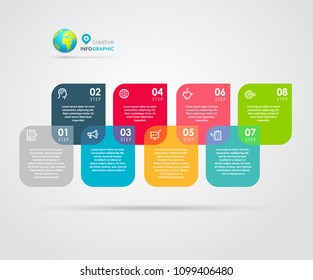 Vector Infographic label design with icons and 8 options or steps. Infographics for business concept. Can be used for presentations banner, workflow layout, process diagram, flow chart, info graph