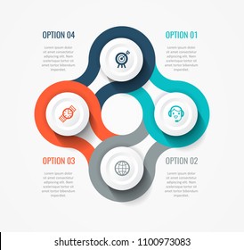 Vector Infographic Label Design With Icons And 4 Options Or Steps. Infographics For Business Concept. Can Be Used For Presentations Banner, Workflow Layout, Process Diagram, Flow Chart, Info Graph