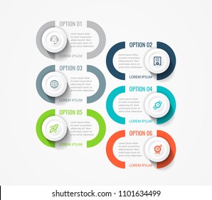 Vector Infographic label design with icons and 6 options or steps. Infographics for business concept. Can be used for presentations banner, workflow layout, process diagram, flow chart, info graph