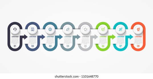 Vector Infographic label design with icons and 8 options or steps. Infographics for business concept. Can be used for presentations banner, workflow layout, process diagram, flow chart, info graph