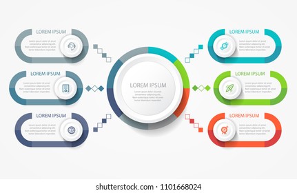 Vector Infographic label design with icons and 6 options or steps. Infographics for business concept. Can be used for presentations banner, workflow layout, process diagram, flow chart, info graph