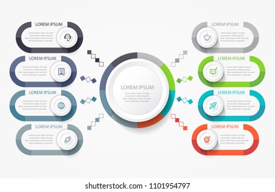 Vector Infographic label design with icons and 8 options or steps. Infographics for business concept. Can be used for presentations banner, workflow layout, process diagram, flow chart, info graph