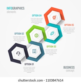 Vector Infographic label design with icons and 5 options or steps. Infographics for business concept. Can be used for presentations banner, workflow layout, process diagram, flow chart, info graph