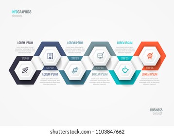 Vector Infographic label design with icons and 6 options or steps. Infographics for business concept. Can be used for presentations banner, workflow layout, process diagram, flow chart, info graph