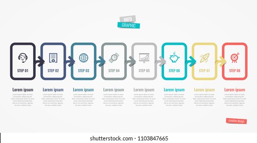 Vector Infographic label design with icons and 8 options or steps. Infographics for business concept. Can be used for presentations banner, workflow layout, process diagram, flow chart, info graph