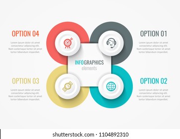 Vector Infographic label design with icons and 4 options or steps. Infographics for business concept. Can be used for presentations banner, workflow layout, process diagram, flow chart, info graph