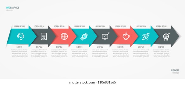 Vector Infographic label design with icons and 8 options or steps. Infographics for business concept. Can be used for presentations banner, workflow layout, process diagram, flow chart, info graph