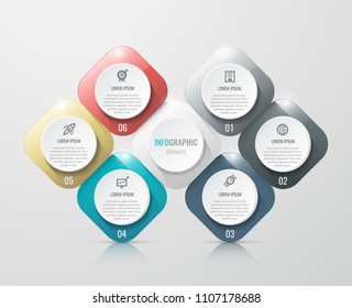 Vector Infographic label design with icons and 6 options or steps. Infographics for business concept. Can be used for presentations banner, workflow layout, process diagram, flow chart, info graph