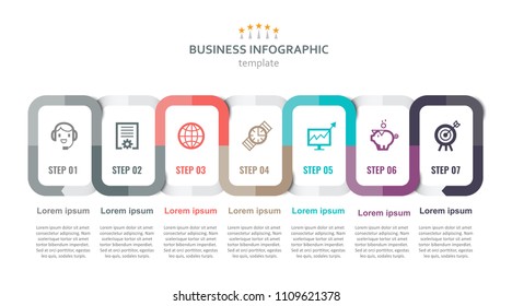 Vector Infographic label design with icons and 7 options or steps. Infographics for business concept. Can be used for presentations banner, workflow layout, process diagram, flow chart, info graph