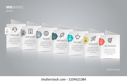 Vector Infographic label design with icons and 7 options or steps. Infographics for business concept. Can be used for presentations banner, workflow layout, process diagram, flow chart, info graph Vector Infographic label design with icons and 7 options or steps. Infographics for business concept. Can be used for presentations banner, workflow layout, process diagram, flow chart, info graph