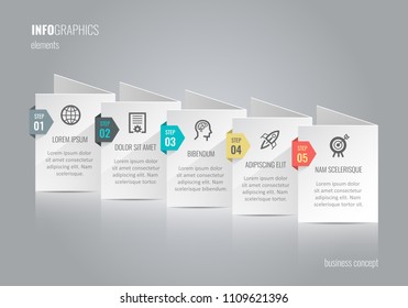 Vector Infographic label design with icons and 5 options or steps. Infographics for business concept. Can be used for presentations banner, workflow layout, process diagram, flow chart, info graph