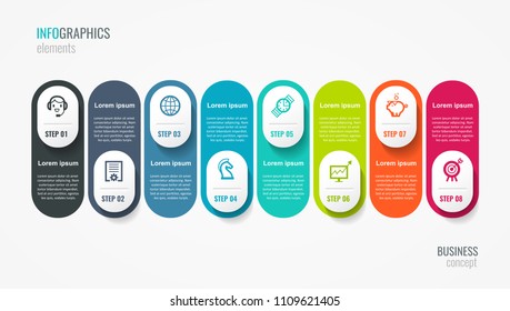 Vector Infographic label design with icons and 8 options or steps. Infographics for business concept. Can be used for presentations banner, workflow layout, process diagram, flow chart, info graph
