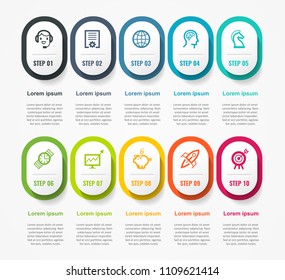 Vector Infographic label design with icons and 10 options or steps. Infographics for business concept. Can be used for presentations banner, workflow layout, process diagram, flow chart, info graph