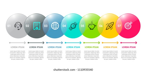 Vector Infographic label design with icons and 7 options or steps. Infographics for business concept. Can be used for presentations banner, workflow layout, process diagram, flow chart, info graph